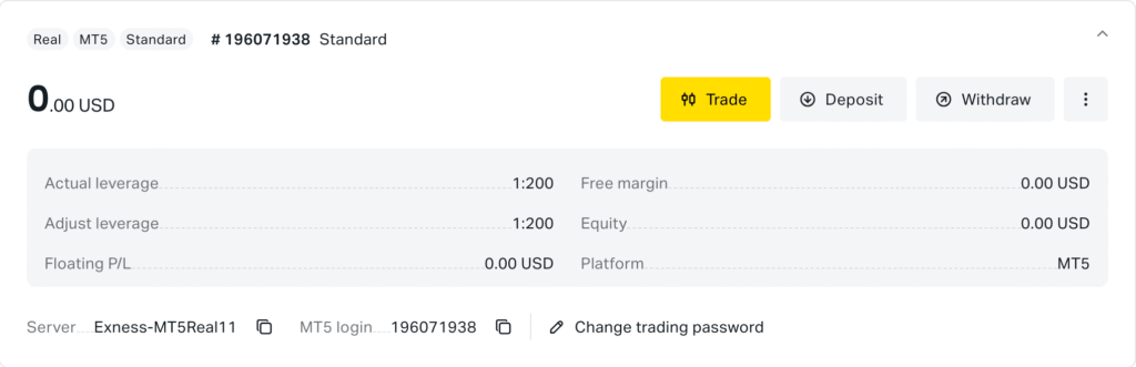 Exness Account Settings